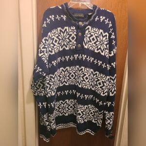Context Sweater Mens XL blue Snowflake Vintage Nordic Fair Isle Pullover